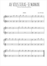 Téléchargez l'arrangement pour piano 4 mains de la partition de comptine-ah-vous-dirai-je-maman en PDF